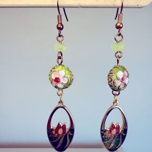 Artisan Green Cloisonné Dangle Earrings #8